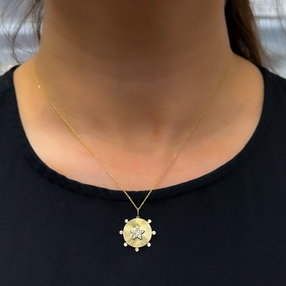 14K Solid Gold Diamond Star Charm