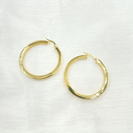 Load image into Gallery viewer, GER156. 14K Solid Gold Hollow Flat Hoop Earrings