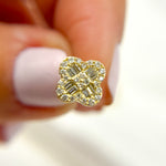 Load image into Gallery viewer, ER418586. 14K Solid Gold and Diamonds Flower Stud Earrings