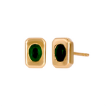 Load image into Gallery viewer, CE96730EM. 14K Solid Gold Emerald Rectangular Stud Earrings