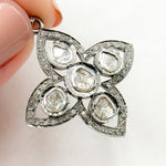 Load image into Gallery viewer, DP369. Diamond Sterling Silver Flower Pendant with Polki Diamonds