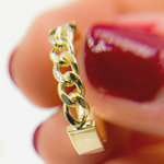 Load image into Gallery viewer, GER108. 14K Solid Gold Hoop with Flat and Curb section