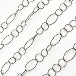 Load image into Gallery viewer, Shop now Oxidized Sterling Silver Diamond Cut Long and Short Oval Link Chain