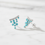Load image into Gallery viewer, EFC54342TQ. 14K Solid Gold Diamonds and Turquoise Fancy Studs