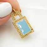 Load image into Gallery viewer, Sterling Silver Lock Enamel Pendant
