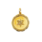 Load image into Gallery viewer, 14K Solid Gold with Diamonds Circle Shape Charm with a Star in the Center. GDP95