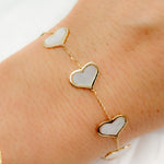 Load image into Gallery viewer, BR402583. 14K Solid Gold Mother of Pearl Heart Bracelet