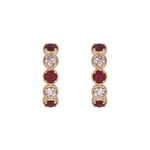 Load image into Gallery viewer, EHE57633. 14k Solid Gold Diamond and Gemstones Hoop Earrings