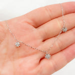 Load image into Gallery viewer, 14K Solid Gold 3 Stars Dangle Tiny Necklace