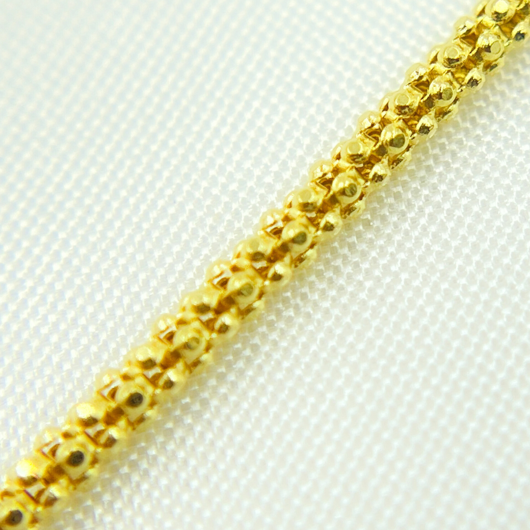 14k Solid Yellow Gold Popcorn Chain