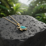 Load image into Gallery viewer, PFD33004TQ. 14K Solid Gold Diamond & Turquoise Turtle Pendant