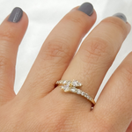 Load image into Gallery viewer, 14k Solid Gold Double Line Diamond Ring.