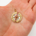 Load image into Gallery viewer, Gold Compass Round Pendant
