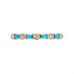 Load image into Gallery viewer, 14K Solid Yellow Gold Diamond and Turquoise Band Ring
