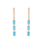 Load image into Gallery viewer, EFE53736. 14k Solid Gold Diamond and Gemstoone Dangle Rectangle Earrings
