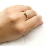 Load image into Gallery viewer, 14K Solid Gold Diamond Flower Ring.