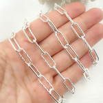 Load image into Gallery viewer, Sterling Silver Paperclip Smooth & Diamond Cut Link Chains