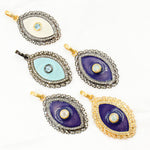 Load image into Gallery viewer, DP407A. Diamond Sterling Silver Eye Enamel Pendant with Gemstone
