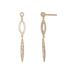 Load image into Gallery viewer, EFE53677. 14K Solid Yellow Gold Diamonds Dangle Earrings