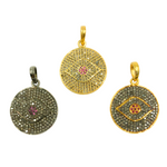 Load image into Gallery viewer, DP043. Diamond & Sterling Silver Round Evil Eye Pendant with Gemstone in the center