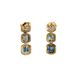 Load image into Gallery viewer, EFF52119BS. 14k Solid Gold Diamond and Blue Sapphire Dangle Earrings