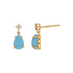 Load image into Gallery viewer, CE97072TQ7X5. 14K Solid Gold Turquoise Drop Dangle Earrings
