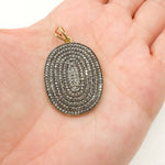 Load image into Gallery viewer, DP012. Diamond Sterling Silver Oval Pendant