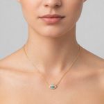 Load image into Gallery viewer, NFD70803. 14k Solid Yellow Gold, Diamonds & Precious Stones Cable Link Evil Eye Necklace