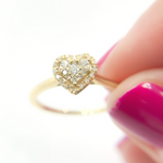 Load image into Gallery viewer, 14K Solid Gold Diamond Heart Ring.