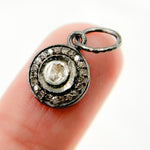 Load image into Gallery viewer, Diamond Sterling Silver Round Charm with Polki Diamond