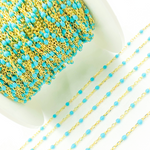 Load image into Gallery viewer, Shop Now Plated Sterling Silver Enamel Turquoise Color Cable Chains