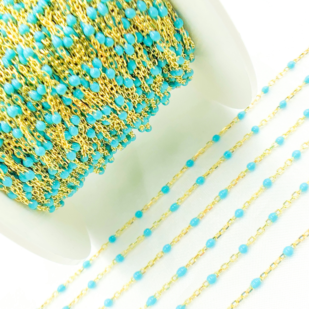 Shop Now Plated Sterling Silver Enamel Turquoise Color Cable Chains