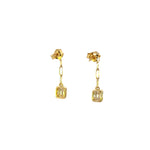 Load image into Gallery viewer, EFD52663. 14k Solid Gold Diamond Baguette Rectangle Paperclip Dangle Earrings