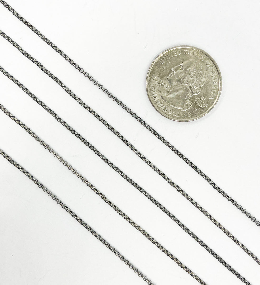 Oxidized 925 Sterling Silver Rolo Chain. 441OX