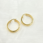 Load image into Gallery viewer, GER158. 14K Solid Gold Hollow Flat Hoop with Roman Number