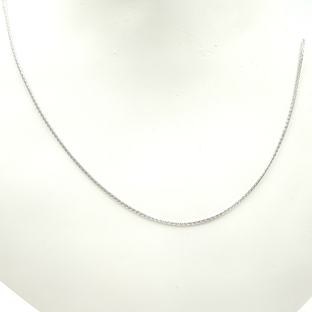 14K Solid White Gold Wheat Necklace. 025SP3TFDTWG