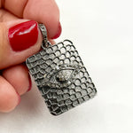 Load image into Gallery viewer, DP291. Diamond Sterling Silver Rectangle Eye Pendant