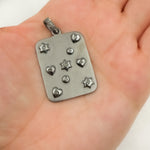 Load image into Gallery viewer, DP402. Diamond & Sterling Silver Rectangle Pendant with Hearts and Stars