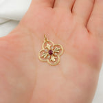 Load image into Gallery viewer, GDP383. 14K Solid Gold Diamond and Gemstone Flower Charm