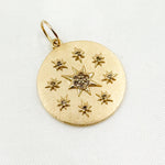 Load image into Gallery viewer, 14K Solid Gold Diamond Round Star Charm