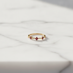 Load image into Gallery viewer, RAB02560. 14K Solid Gold Diamond and Gemstone Flower Ring