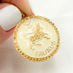 Load image into Gallery viewer, Silver Taurus Zodiac Enamel Pendant
