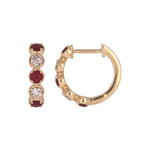 Load image into Gallery viewer, EHE57633. 14k Solid Gold Diamond and Gemstones Hoop Earrings