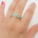 Load image into Gallery viewer, 14K Gold Diamond and Turquoise Band Ring
