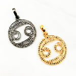 Load image into Gallery viewer, DC329. Diamond Sterling Silver Round Cancer Zodiac Pendant