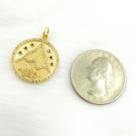 Load image into Gallery viewer, 14K Solid Gold Diamond & Gemstone Circle Charm with Mountain. GDP423