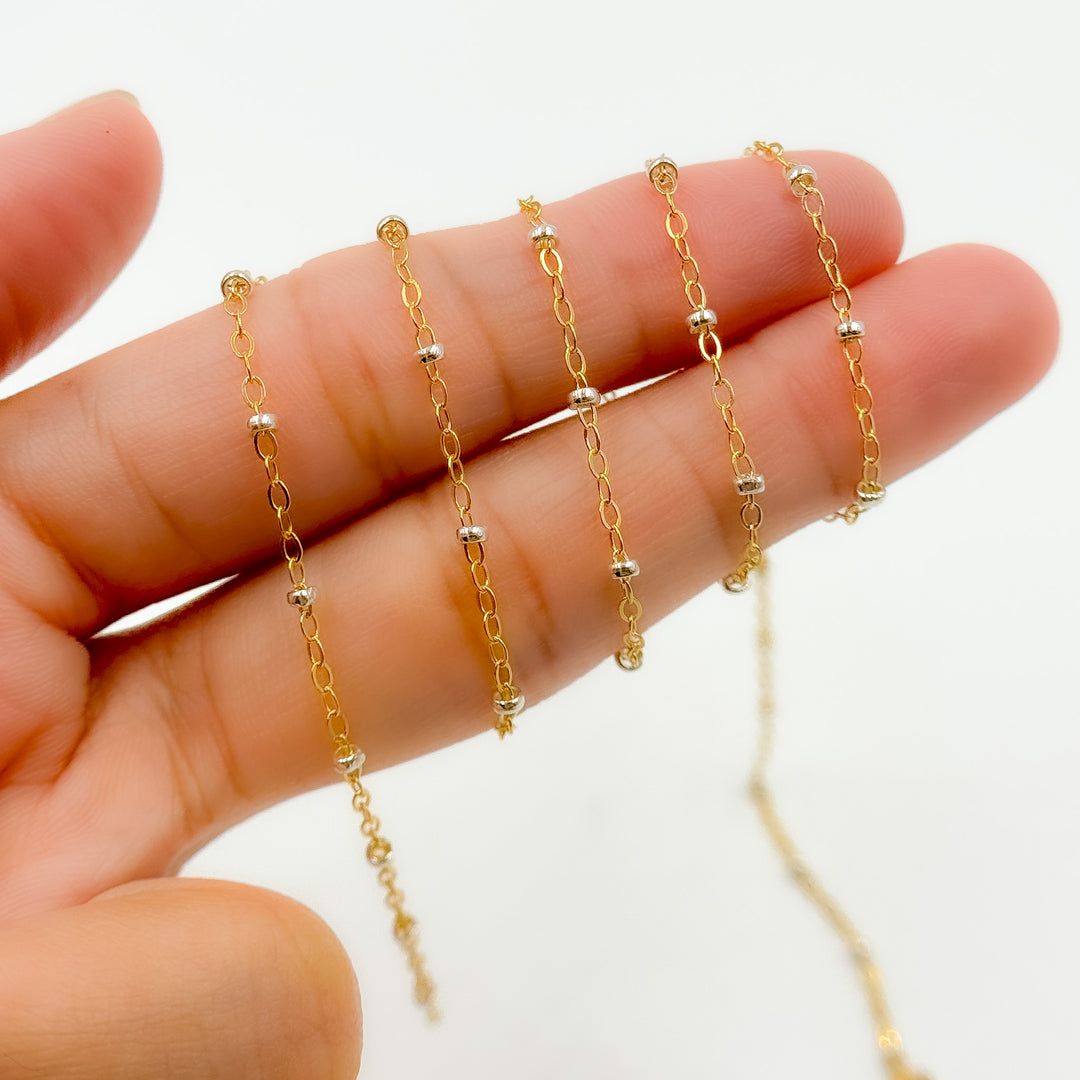 1486TT. Gold Filled with Sterling Silver Bead Satellite Chain