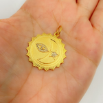 Load image into Gallery viewer, 14K Solid Gold Sun Shape Pendant with Diamonds. GDP341