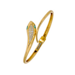 Load image into Gallery viewer, Gold Diamond and Emerald Snake Bangle