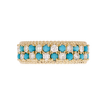 Load image into Gallery viewer, 14K Solid Gold Diamond and Turquoise Band Ring